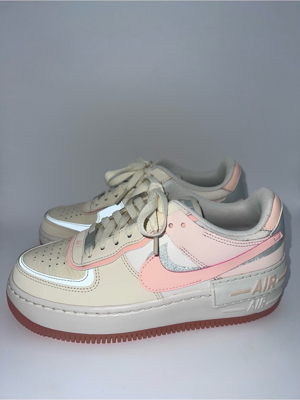 Nike Air Force 1 Shadow - Coconut Milk/Light Silver/Sail/Crimson Tint Size 6.5